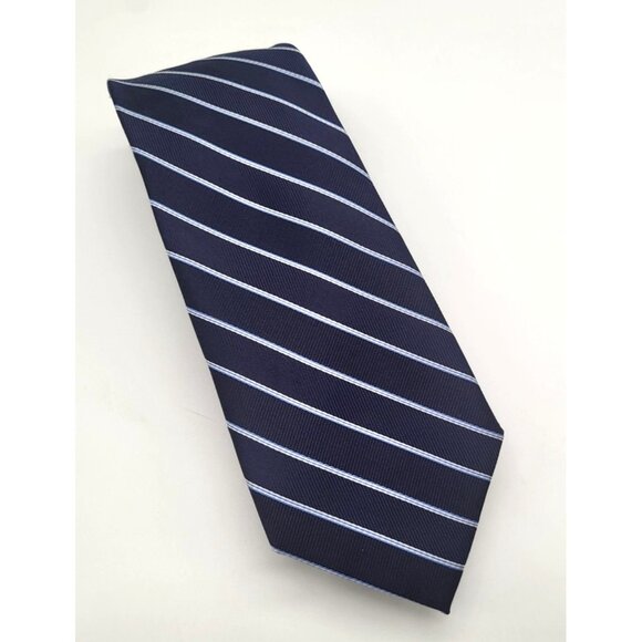 JOS A BANK Executive Collection Men's Silk Navy Blue Striped Neck Tie - Picture 2 of 7